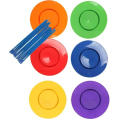 Phayee 6 Juggling Plates Plastic Juggling Plates with 12 Sticks Sticks Juggling Set Toy for Children, Juggling Plate Game Set, Skill Game