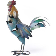 HAUCOZE Sculptures Statue Rooster Figures Decor Home Arts Metal Home Gift Living Room Art Animal Ornament 39 cm