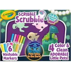 CRAYOLA Scribble Scrubbie Glow Lagoon Pets, jūras dzīvnieku rotaļlietas, dāvanas zēniem un meitenēm, 3+