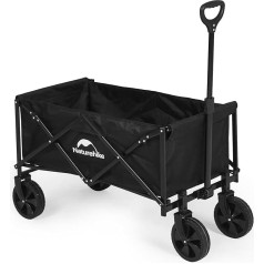 Naturehike HW Faltbarer Gartentrolley, 113L große Kapazität, tragbarer Trolley mit verstellbarem Griff, 120kg statische Last, Gerätetrolley, multifunktionaler Trolley für Camping, Picknick (Schwarz)