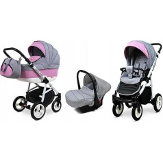 BabyLux® Bambimo bērnu ratiņu komplekts 3 in 1 Alumīnija ceļš, ieskaitot bērnu ratiņus Buggy sporta sēdeklīti Autokrēsliņš Bērnu sēdeklītis Bērnu ratiņu komplekts Kombinētais ratiņu komplekts ar pārtīšanas somu, lietus pārvalku utt