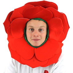 I LOVE FANCY DRESS ENGLISH Rose Hat FUẞBALL Rugby - RED Rose Hat WITH UPPER GREEN HOOD - World Cup COSTUME ACCESSORIES England ENGLISH Sports Fan Hat