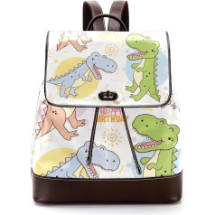 Personalizētas skolas somas, grāmatu somas pusaudžiem, gudrs dinozaurs, T REX Happy Birthday, daudzkrāsains, 27x12.3x32cm, mugursomas mugursomas