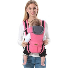 ThreeH Baby Carrier Sling Ergonomiska kokvilnas bērnu nēsāšana mugurā 3 nēsāšanas pozīcijas BC08, rozā krāsā