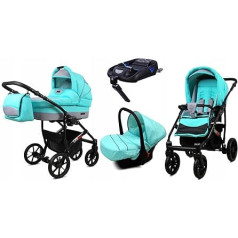 BabyLux® Largo 4-in-1 bērnu ratiņu komplekts, kas ietver bērnu ratiņus, sporta sēdeklīti, autokrēsliņu, ISOFIX bāzes staciju, autokrēsliņu, bērnu ratiņu komplektu, kombinēto ratiņu komplektu ar pārtīšanas somu utt.