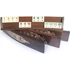 Handmade Elliptical Solid Wood Mosaic Set with Natural Root Veneer Plain Rummy Set - Okey Playset - Tile Rummy