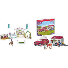 SCHLEICH 42440 Draudzības turnīrs, bērniem no 5 līdz 12 gadiem, Zirgu kluba rotaļu komplekts & 42535 Zirgu kluba piedzīvojums ar automašīnu un zirgu piekabi