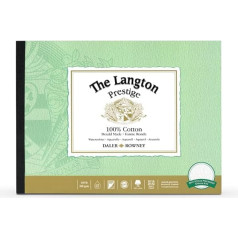 Daler Rowney The Langton Prestige akvarelinio popieriaus bloknotas, šalto spaudimo, 300 g/m², 50,8 x 35,6 cm, klijuotas iš vienos pusės, 50,8 x 35,6 cm, natūraliai baltas, 12 lapų, idealiai tinka profesionaliems dailininkams