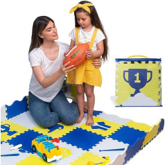 KOOTOYS Baseball Sports Baby Play Mat, rotaļu paklājiņi ar apmalēm, aktivitāšu rotaļu paklājiņi zīdaiņiem un maziem bērniem, putuplasta rotaļu paklājiņš 3+ vecuma bērniem, Eva putuplasta bloķēšanas grīdas paklājiņi rotaļām - 20 pl