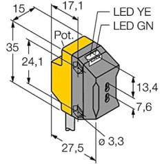 3066224 - QS18VP6FP, optoelektroniskā sensora bāzes bloks plastmasas gaismas vadiem