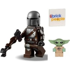 LEGO Star Wars: Mando Minifig and Grogu Combo - Silver Beskar Armor - Din Djarin The Mandalorian