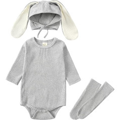 XUEJIANN Uzvalks Vest Baby Boys Jaundzimušo zēnu zēnu zēnu meitenes trušu apģērbs Ribbed Bodysuit Romper ar garu trušu ausu cepure zeķes Apģērbu komplekts Jersey Boys personalizēta