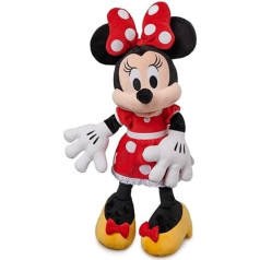 Disney oficiālā Minnie Mouse plīša rotaļlieta vidēja izmēra 43cm Ikonisks rotaļlietu tēls kleitā un ar loku ar sarkaniem punktiņiem, ar teksturētām ausīm un izšūtām detaļām visiem