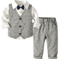 GUSUTZX Vīrieši 4PC T-krekls Bērnu kāzu bikses Maza veste Bowtie šalle Komplekts Boy Boys apģērbs un komplekts Baby Boys apģērbs ar īsām piedurknēm Top Baby Clothes