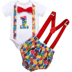 GUSUTZX Kinder Kleinkind Junge Ein 1. Geburtstag Outfits Kleidung Kurzarm Fliege Strampler Cartoon Drucke Shorts Hosen Set Baby Kleidung Jungen Outfit Babykleidung Set