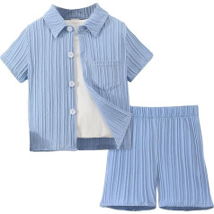 GUSUTZX Sommer Kurzarm Solide T-shirt Tops Kleinkind Jungen Kind Kinder Set Outfits Kleidung Baby Gentleman Outfit Hose Sommerkleidung