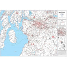 Glasgow and the Clyde Postleitzahlen-Sektorkarte 25 – laminierte Wandkarte