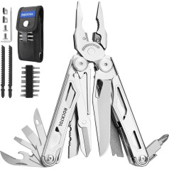 ROCKTOL Multitool 29 in 1 Multi Tool knaibles ar maināmiem stiepļu griezējiem un zāģi, augstas izturības nerūsējošā tērauda multitool komplekts un neilona apvalks kempinga izdzīvošanas dāvanām vīriešiem