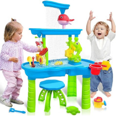 VINTOP Sand und Wasserspieltisch für Kleinkinder, 44PCS Wasserspieltisch für Kinder, Strand Spielzeug Aktivität Sensory Play Tabelle Strand Sand Spielzeug Sommer Outdoor-Spielzeug für Kleinkinder 3-5