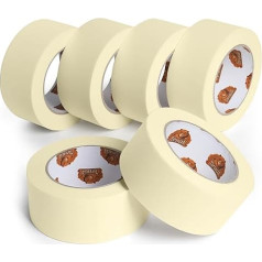 TAPEBEAR Kreppband Beige 48mm x 55m Universal-Abklebeband Malerband, Malerabdeckband Mehrzweck für Malerarbeiten, Dekoration, Kennzeichnung, DIY Kunsthandwerk, Home Office Schule Projekte, 6 Rollen