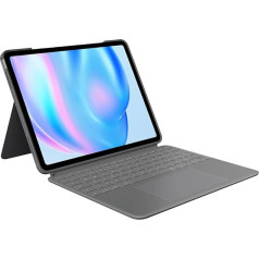 Logitech Combo Touch iPad Air 11 collu (M2), iPad Air (4. un 5. paaudzes - 2020, 2022) tastatūras futrālis - noņemama aizmugures apgaismota tastatūra un turētājs, vācu QWERTZ izkārtojums - pelēks