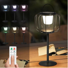 Saules galda lampa Bezvadu āra galda lampas ar tālvadības pulti Dimmable Warm White and RGB Metal Portable IP44 Saules lampas iekštelpām, āra, dārzam, patio, kempingam, augstums 41 cm