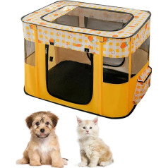 Sulankstomas nešiojamas Pet Playpen Šuo Playpen su sulankstomu dubenėliu Pet Mokymas Pen palapinės šunų Kennel žaidimų aikštelė šuniui šuo kačiukas katės vidaus lauko kelionės kempingas 80 * 60 * 54cm (Y) G) geltona)