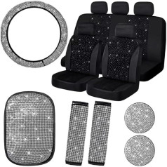 Hapihom 15 gab. gliteru auto sēdekļu pārvalku komplekts sievietēm Kristāla stūres rata pārvalks Glitter Velvet elpojošs sēdekļu pārvalku komplekts Sparkle Center Console Pad Universal Car Interior