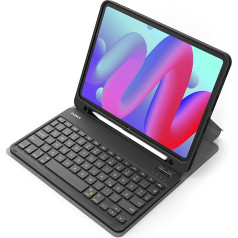 Inateck Keyboard Case saderīgs ar iPad Air 6 11 Inch 2024, iPad 10 Gen 2022, iPad Air 5/4 (2022/2020) 10.9 Inch, iPad Pro 11 4/3/2/1, QWERTZ, ar pildspalvas turētāju, noņemams, KB04002