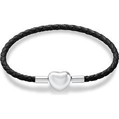 NINGAN Leder Charm Armband für Frauen Mädchen passen Sterling Silber Liebe Herz Druckknopf Perle, Muttertag Geburtstag Schmuck Geschenke