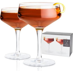 Viski Raye Abgeschrägte Kristall-Cocktailschalen, 2er-Set, bleifreies Premium-Kristallglas, Coupé-Cocktailgläser, Cocktailgläser-Geschenkset mit Stiel, 7 Unzen (207 ml)