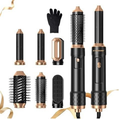 Air Styler Thermal Brush Haartrockner Set, 1000W Hair Dryer Set, Airstyler Haarstyler Warmluftbürste Set 6 in 1, Negativ Ionen Hairstyler mit föhn, Rundbürstenföhn, föhnbürste, Glättbürste