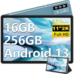 Oangcc 2024 planšetdators 11 collu 2K displejs Android 13 OS 16GB RAM + 256GB ROM (TF 1TB), 8600mAh, 5G WiFi, Google sertifikāts, 4 skaļruņi, 8 kodolu 2.0 GHz, 5+13MP | BT 5.0 | Aizsargvāciņš ar planšetdatoru -