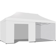 franchinishop Zeltpavillon für den Garten, 3 x 6 Meter, wasserabweisend, faltbar, für Messen geeignet, Weiß