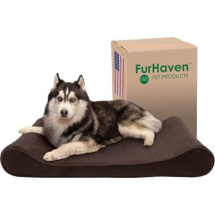 Furhaven Cooling Gel Dog Bed for Large Dogs with Removable Washable Cover for Dogs up to 75 lbs - Microvelvet Luxe Lounger Contour Mattress - Espresso, Jumbo/XL