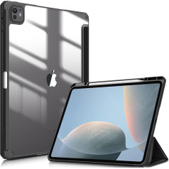 Fintie Hybrid Case for iPad Pro 13 Inch (M4) 2024 with Pen Holder - Izturīgs pret triecienizturīgs aizsargvāciņš ar caurspīdīgu cieto korpusu aizmugurē, piemērots 13 collu iPad Pro M4, melns