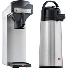 Melitta filtrēšanas kafijas automāts vakuuma flakonam 170 MT nerūsējošais tērauds/ melns un sūkņa vakuuma flakons 2,2 l aptuveni 18 glāžu nerūsējošā tērauda flakons sudraba/ melns