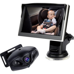 QINER Baby Car Mirror, 5 в 1080p Baby Car Mirror Camera, Back Seat Mirror for Babies with Night Vision, Shockproof Car Mirror Baby Back View for Toddlers / Children, Essential Car Accessory