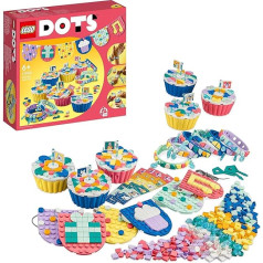 LEGO 41806 DOTS galīgais ballīšu komplekts, ballīšu spēles bērniem, meitenēm un zēniem, DIY ballīšu somu pildītājs ar rotaļu kūkām, aproces un pušķi, radoša dekorēšana un dāvana