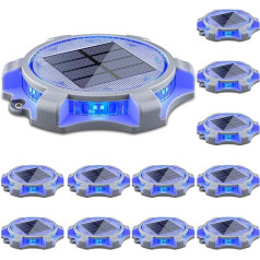 Siedinlar Saules grīdas apgaismojums āra saules gaismas 2 režīmi LED lampas Ūdensizturīga dārza apdare piebraucamajam celiņam Dock Step Path Pack of 12 (Blue/Red)