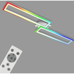 BRILONER Gaismas - Griestu gaisma RGB, krāsaina LED griestu gaisma, regulējama, regulējama krāsu temperatūra, grozāms LED rāmis, tālvadības pults, hroma alumīnijs, 1100 x 235 x 95 mm