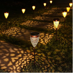 Ulmisfee Pack of 4 Solar Lights for Outdoor Use LED Solar Garden Lights, Solar Light Garden Metal Warm White Garden Light Decoration Waterproof Path Light for Christmas Patio Lawn Walkway Landscape