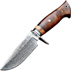 BIGCAT ROAR Handmade Damascus Hunting Knife - Fixed Blade Hunting Knife with Sheath and Walnut Wood Handle - 25.4 cm EDC Skinning Knife - Wild Tiger