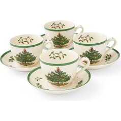 Spode Ziemassvētku eglīte Teetasse und Untertasse, 4er-Set (mehrfarbig)