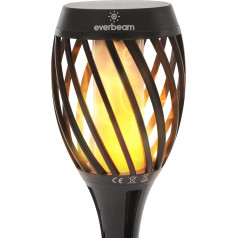 Everbeam P2 Solar Flickering Flame Torch Automatic IP65 Waterproof SolarTiki Torch with Stunning Realistic Flame and Distinctive Lampshade Quick No Tool Installation 4 Pieces