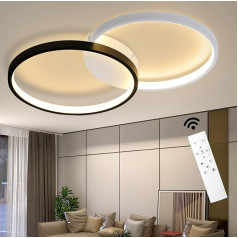 CBJKTX LED griestu gaisma Dzīvojamās istabas griestu gaisma 45 W melna melna moderna guļamistabas lampa ar tālvadības pulti Dzīvojamās istabas lampa 50 cm Metāla dizains Virtuves lampa guļamistabai Bērnu istaba