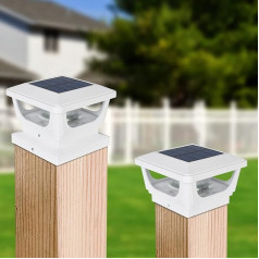 GEYUEYA Home Solar Post Lights Outdoor IP65 ūdensizturīgs saules žoga stabs 3x3 4x4 koka stabam terases dārza pagalma dekorēšanai Pack of 2