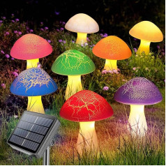 Homeleo 8 Stück rissige Pilz-Solarleuchten für den Außenbereich, wasserdichte Gartenornamente im Freien, mehrfarbige Solar-Pilz-Gartenpfahl-Lichter für Terrasse, Hof, Zaun, Outdoor-Gartendekoration