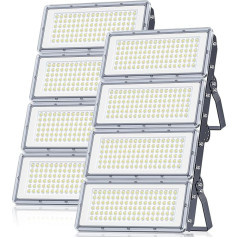 LED āra prožektors, 400 W, 2 gabali, 4-in-1, 40000 lm, īpaši spilgts LED prožektors, iebūvēts neatkarīgs draiveris un IP67 ūdensnecaurlaidīgs, 7000 K vēss balts LED prožektors terasei, sporta laukumam,