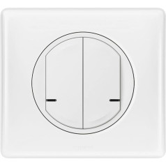 Legrand 67722 Divkāršais slēdžis ar 2 ķēdēm 250 W instalācijai Céliane ar Netatmo un lakotu plāksni balts 67722